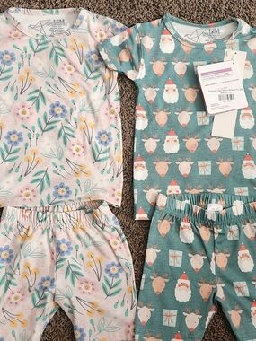 Toddler Two-Piece Pajama Set - Floral Pink & Teal Reindeer - 12M